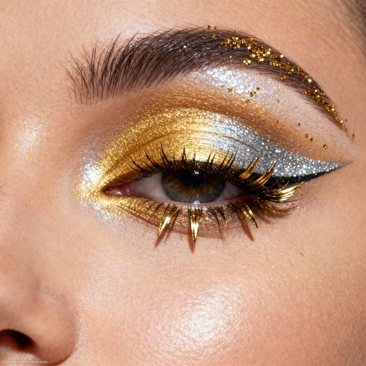 maquillage yeux doré et argenté prisma